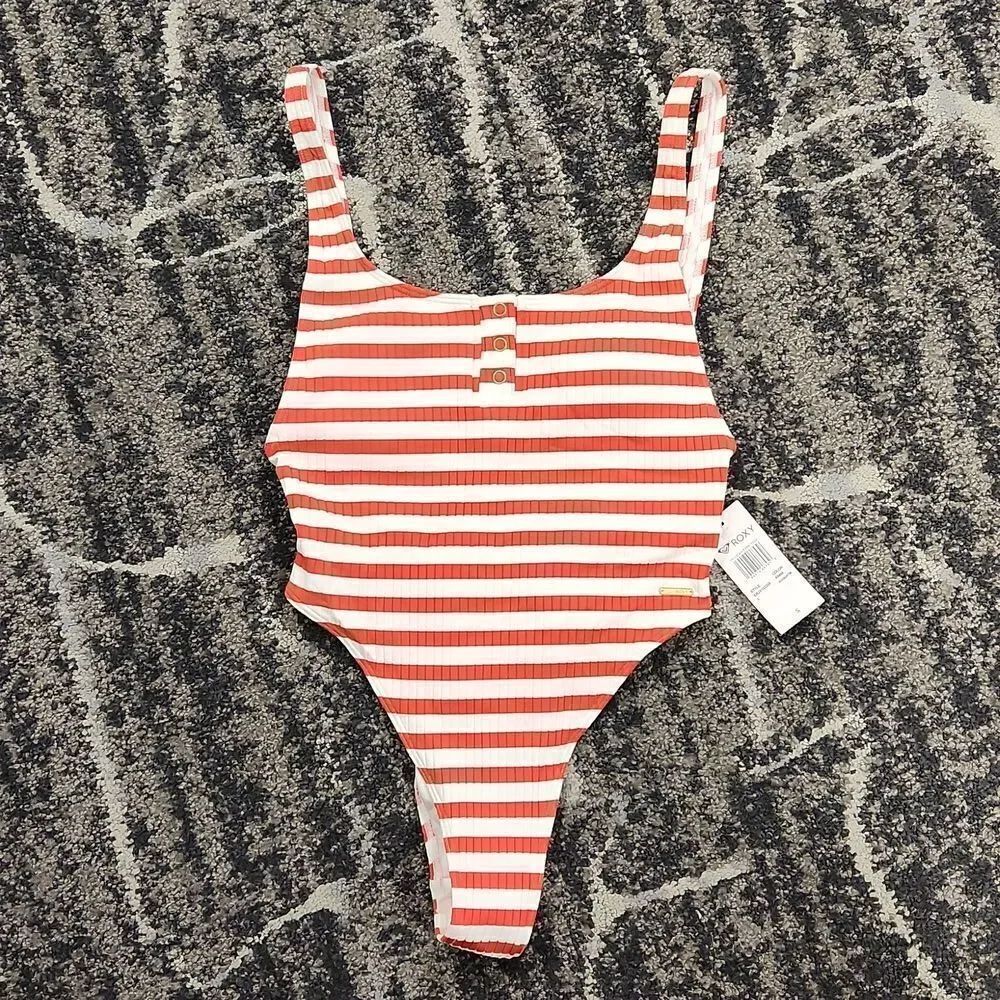 Roxy Stripped Ribbed Swimsuit S